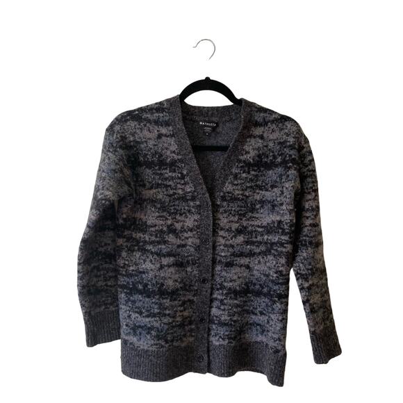 Athleta M long sleeve button down cardigan gray black athleisure merino wool - Picture 1 of 7